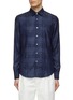 Main View - Click To Enlarge - CANALI - Checkered Denim Effect Shirt