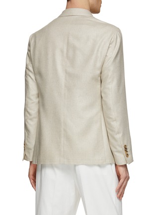 Back View - Click To Enlarge - CANALI - Notch Lapel Houndstooth Silk Blazer