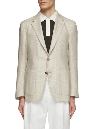 Main View - Click To Enlarge - CANALI - Notch Lapel Houndstooth Silk Blazer