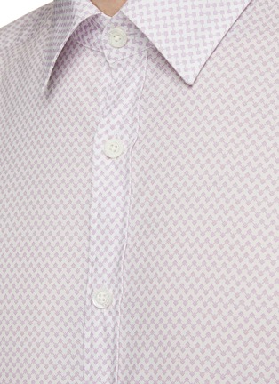  - CANALI - Point Collar Zig Zag Pattern Cotton Shirt
