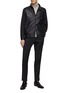 Figure View - Click To Enlarge - CANALI - Nylon Sleeve Leather Bomber Jacket