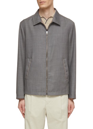 Main View - Click To Enlarge - CANALI - Reversible Zip Up Wool Blouson