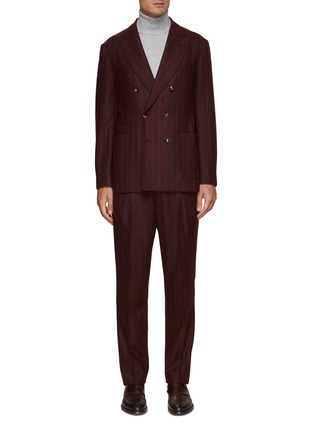Main View - Click To Enlarge - BRUNELLO CUCINELLI - Double Breasted Pinstripe Suit