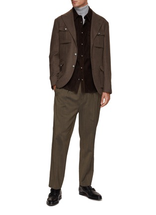 Figure View - Click To Enlarge - BRUNELLO CUCINELLI - Nappa Leather Suede Western Shirt