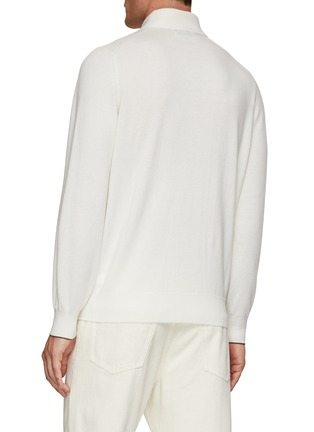 Back View - Click To Enlarge - BRUNELLO CUCINELLI - Cardato Cashmere Long Sleeve Polo Shirt