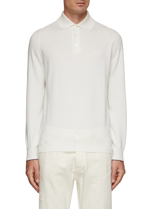 Main View - Click To Enlarge - BRUNELLO CUCINELLI - Cardato Cashmere Long Sleeve Polo Shirt