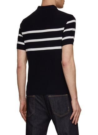 Back View - Click To Enlarge - PAUL & SHARK - Contrast Stripe Cotton Knit Polo Shirt