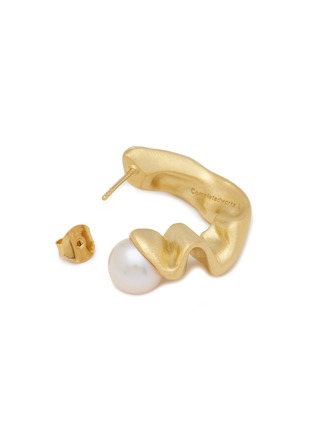 Detail View - Click To Enlarge - COMPLETEDWORKS - Crumple II Freshwater Pearl 14K Gold Plated Sterling Silver Mismatched Earrings