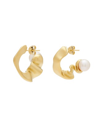 Main View - Click To Enlarge - COMPLETEDWORKS - Crumple II Freshwater Pearl 14K Gold Plated Sterling Silver Mismatched Earrings