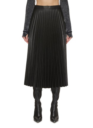 Main View - Click To Enlarge - BALENCIAGA - Pleated Leather Midi Skirt