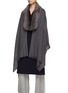 Front View - Click To Enlarge - KARL DONOGHUE - Shearling Collar Cashmere Shawl