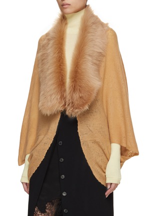Front View - Click To Enlarge - KARL DONOGHUE - Toscana Shearling Collar Double Felted Shrug