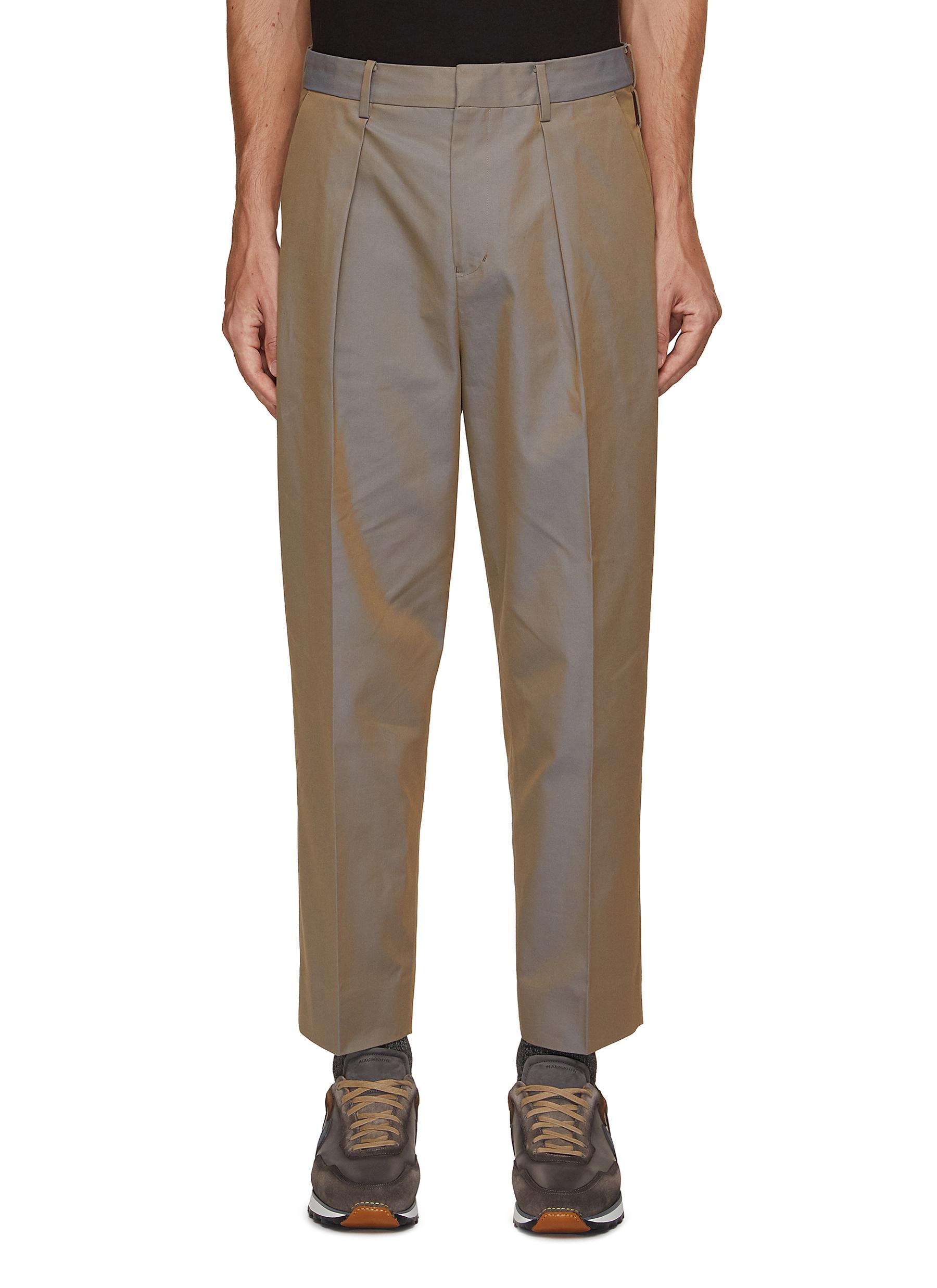 Pleated Pressed Crease Tapered Pants