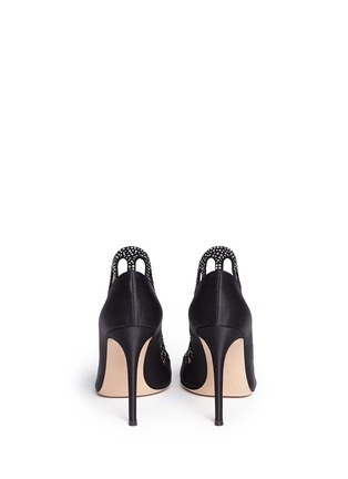 Back View - Click To Enlarge - GIANVITO ROSSI - Suede cutout satin pumps