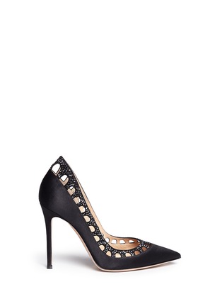 Main View - Click To Enlarge - GIANVITO ROSSI - Suede cutout satin pumps