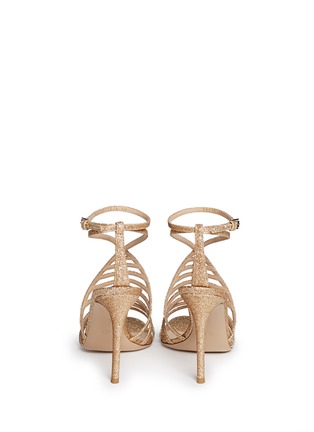 Back View - Click To Enlarge - GIANVITO ROSSI - Caged glitter sandals