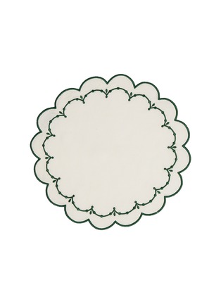 Main View - Click To Enlarge - MAISON MARGAUX - Poppy Linen Placemat Set of 2 — White/Green