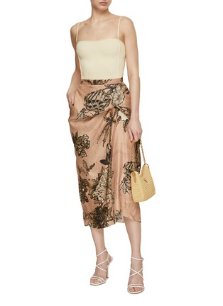 Figure View - Click To Enlarge - BIYAN - Myrtle Printed Asymmetric Silk Skirt