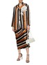 Figure View - Click To Enlarge - BIYAN - Mae Side Ruffle Striped Silk Skirt