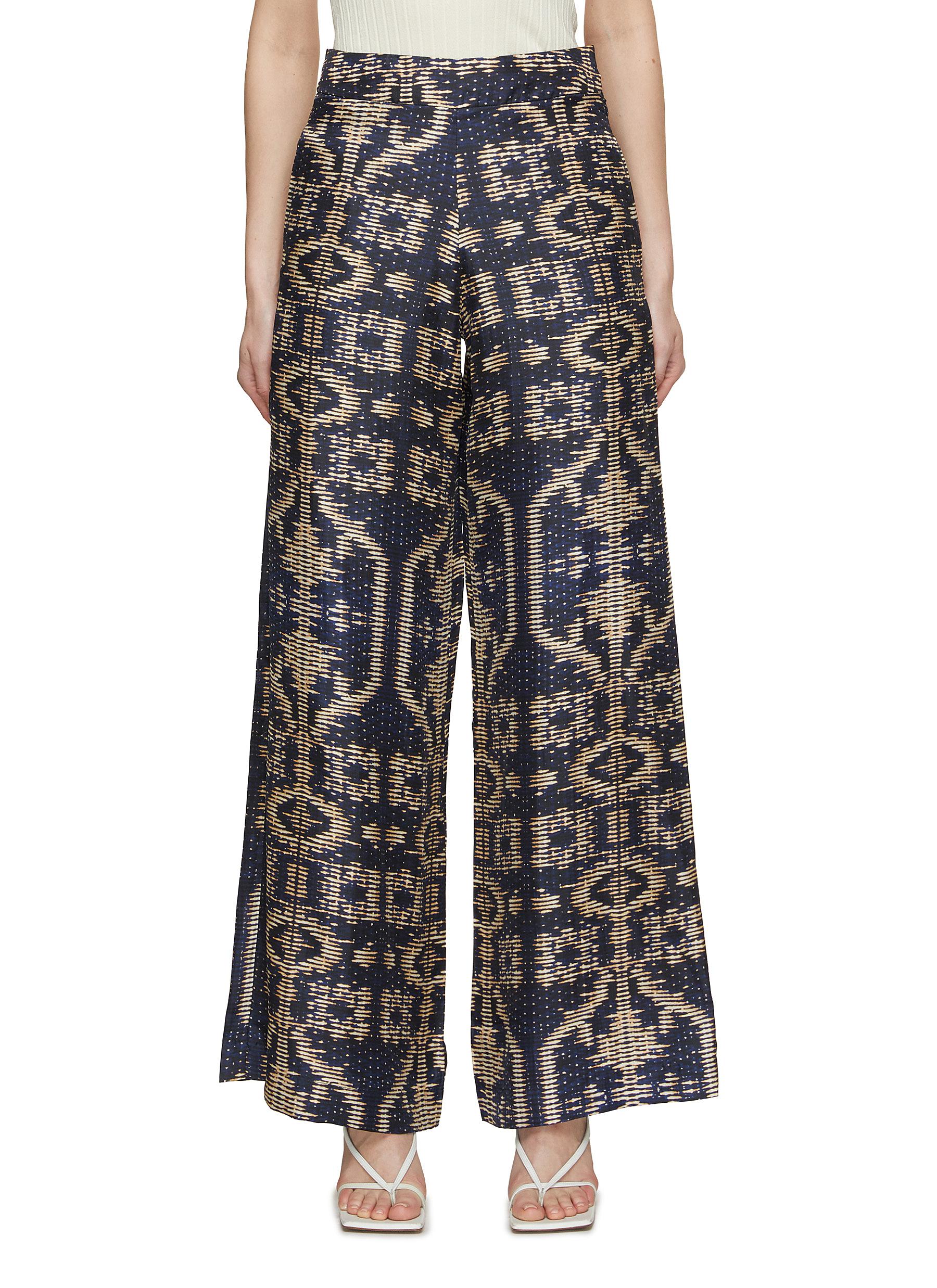 Women Wide Leg Trousers Ethnic Cotton Linen Bloomers Print Baggy Pants  Pocket | eBay