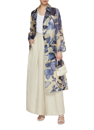 Figure View - Click To Enlarge - BIYAN - Romana Floral Print Silk Trench Coat