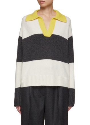 Main View - Click To Enlarge - ARCH4 - Striped Chunky Knit Polo Sweater