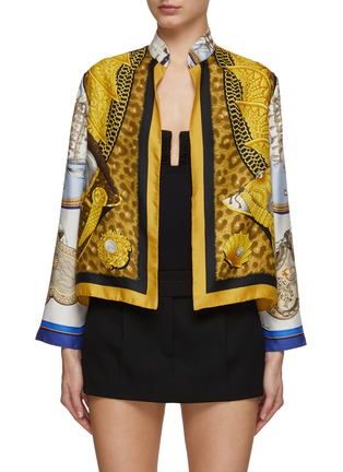 Main View - Click To Enlarge - LILYEVE - Stand Collar Open Front Silk Jacket