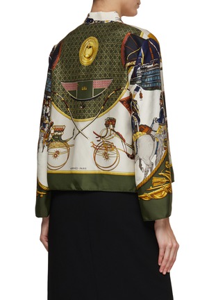 Back View - Click To Enlarge - LILYEVE - Stand Collar Open Front Silk Jacket