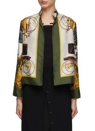 Main View - Click To Enlarge - LILYEVE - Stand Collar Open Front Silk Jacket