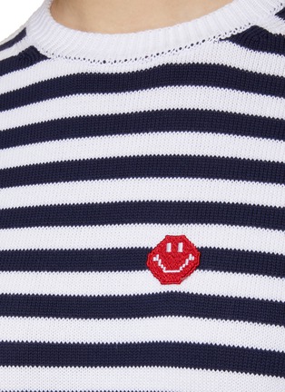  - JOSHUA’S - Pixel Smiley Striped Crewneck Knit