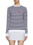 Main View - Click To Enlarge - JOSHUA’S - Pixel Smiley Striped Crewneck Knit