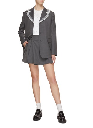 Figure View - Click To Enlarge - MING MA - Lace Silhouette Blazer