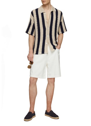 Figure View - Click To Enlarge - ORLEBAR BROWN - Thomas Short Sleeve Stripe Crochet Shirt