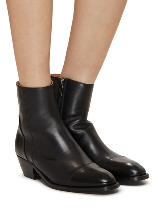 Figure View - Click To Enlarge - ALBERTO FASCIANI - Anima 35 Zip Leather Ankle Boots