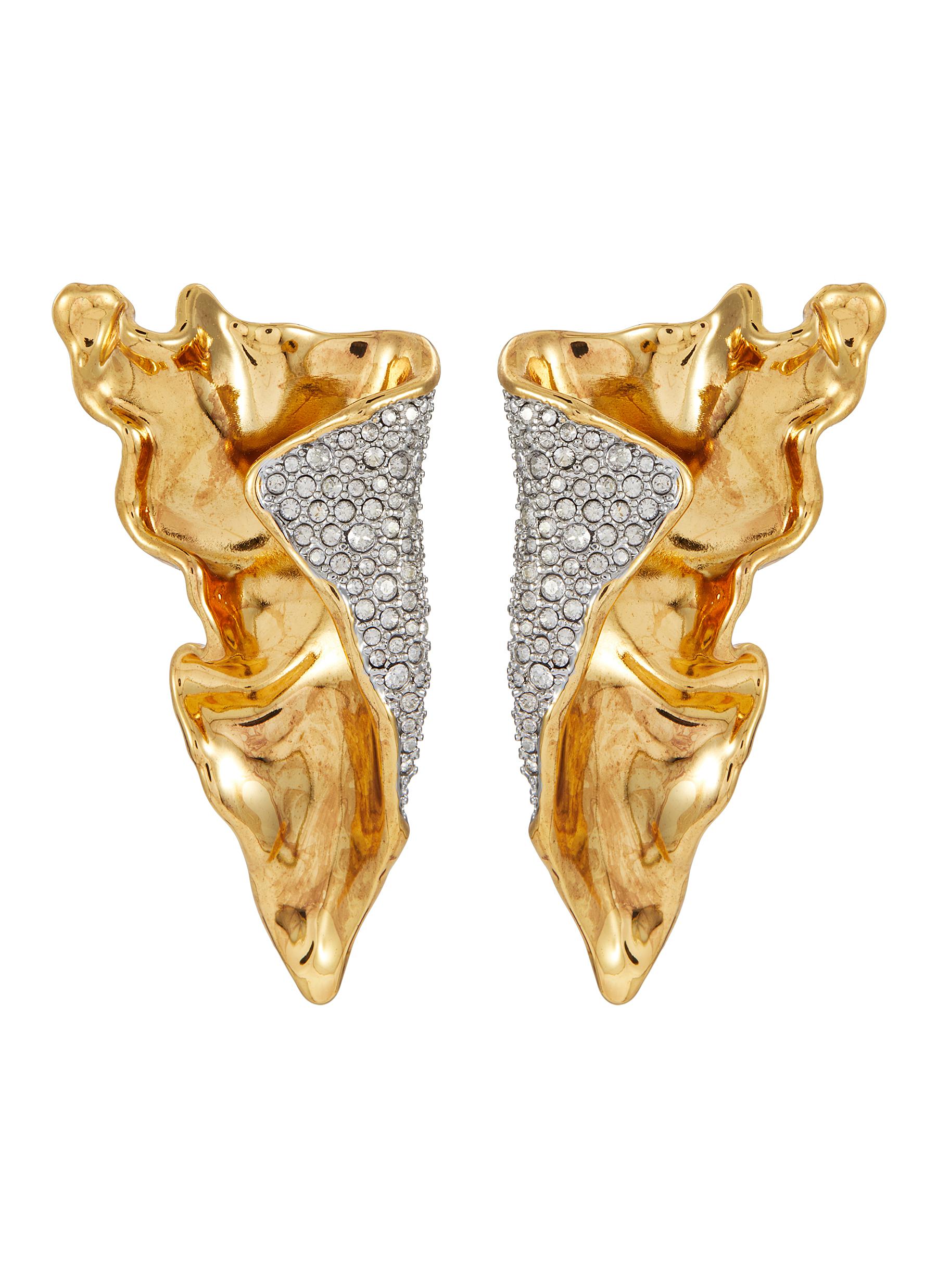 Solanales Crystal Embellished Folded Earring