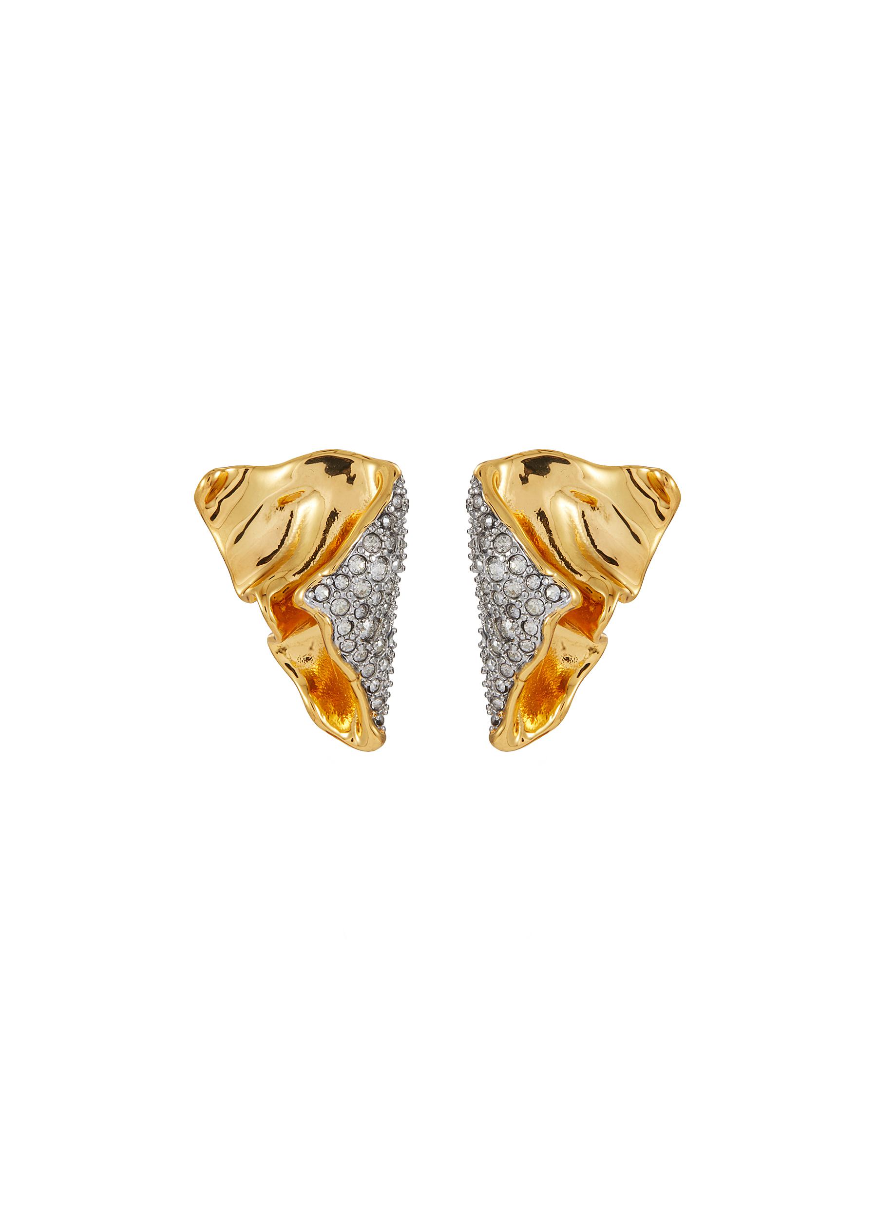 Solanales Crystal Embellished Folded Mini Earring