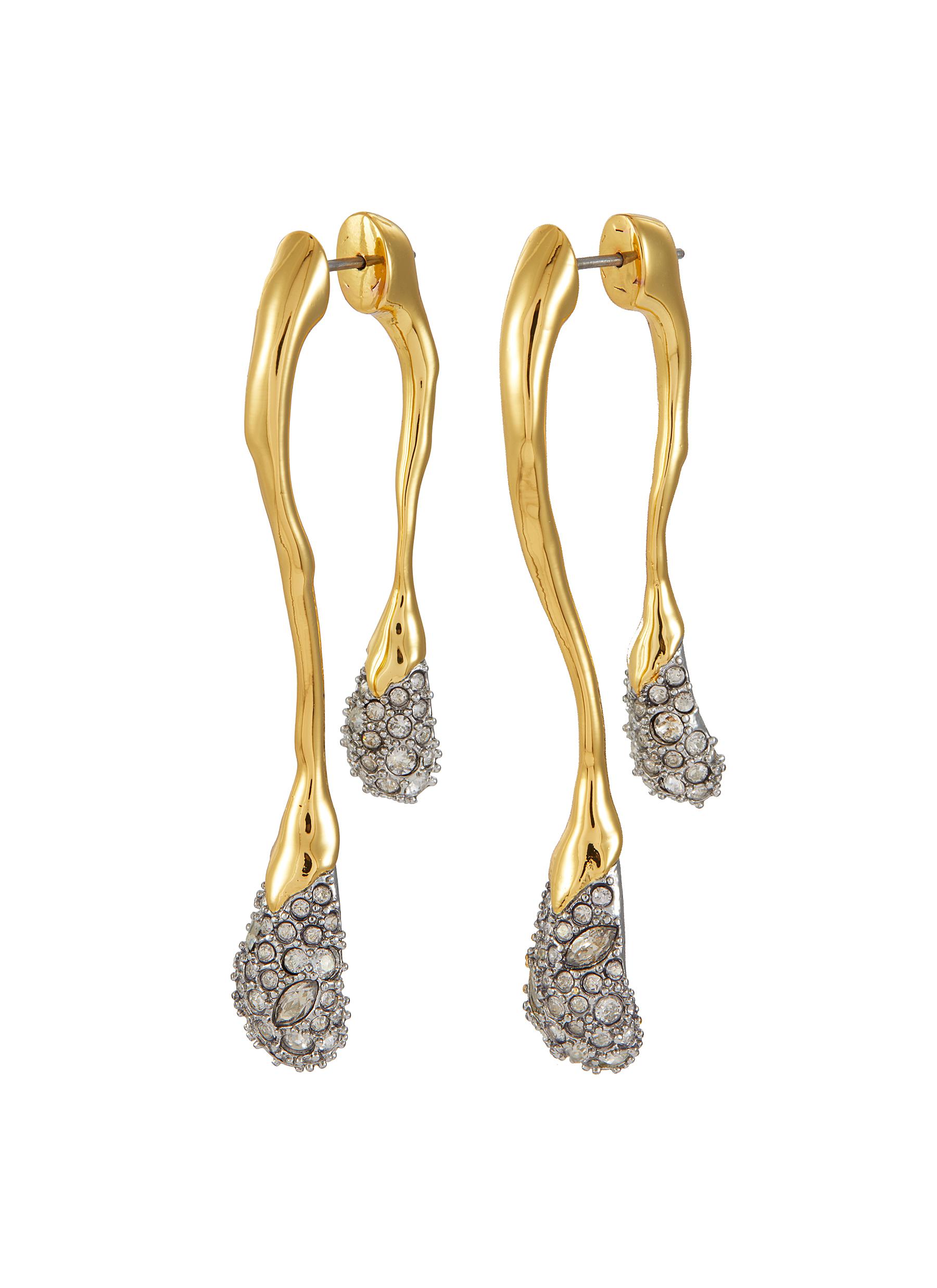 Solanales Crystal Embellished Double Drop Earring