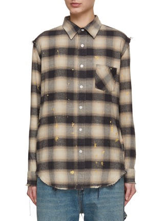 Main View - Click To Enlarge - R13 - Chequered Shredded Seam Shirt