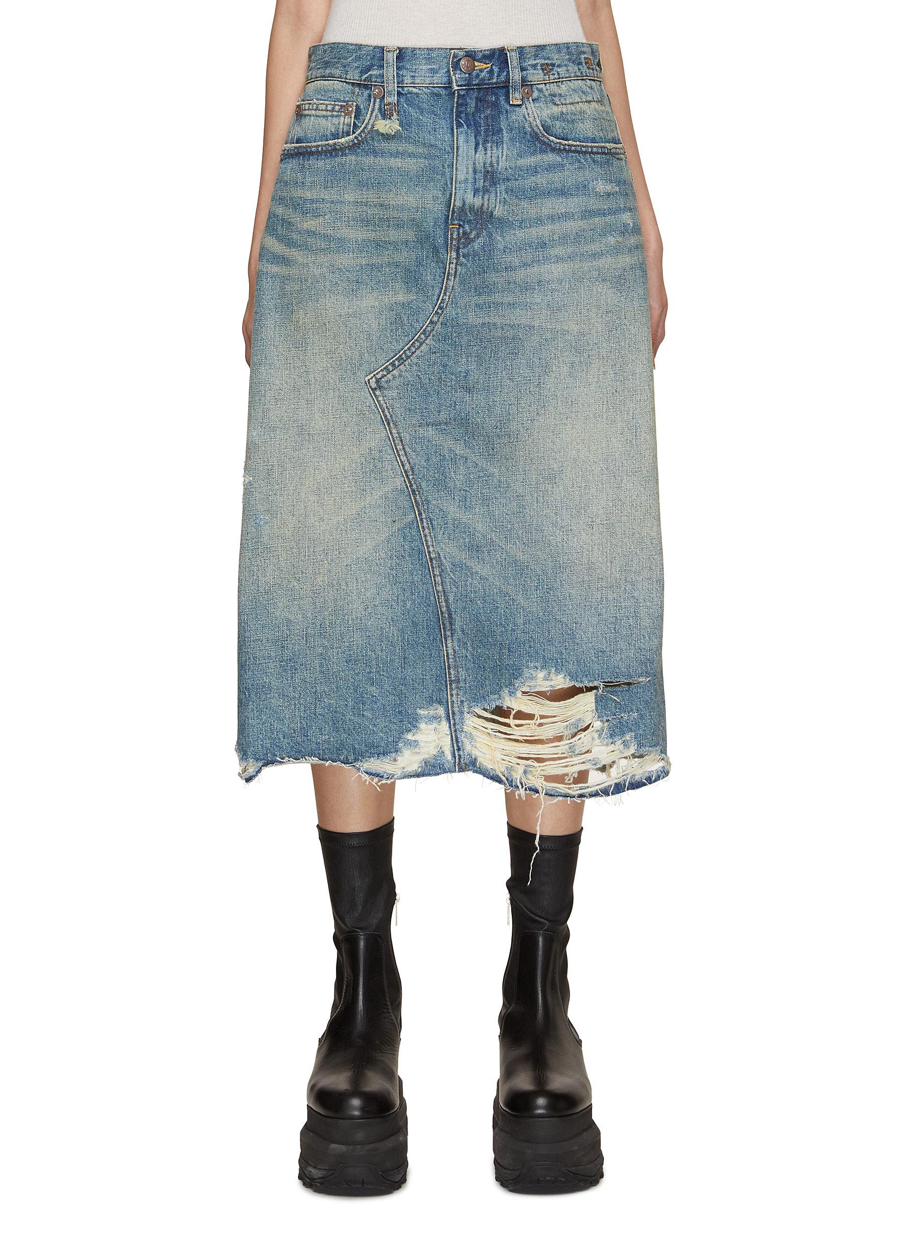 McKay Moto Distressed Denim Skirt – Jupe De Abby