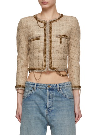 Main View - Click To Enlarge - R13 - Cropped Chain Trim Tweed Jacket