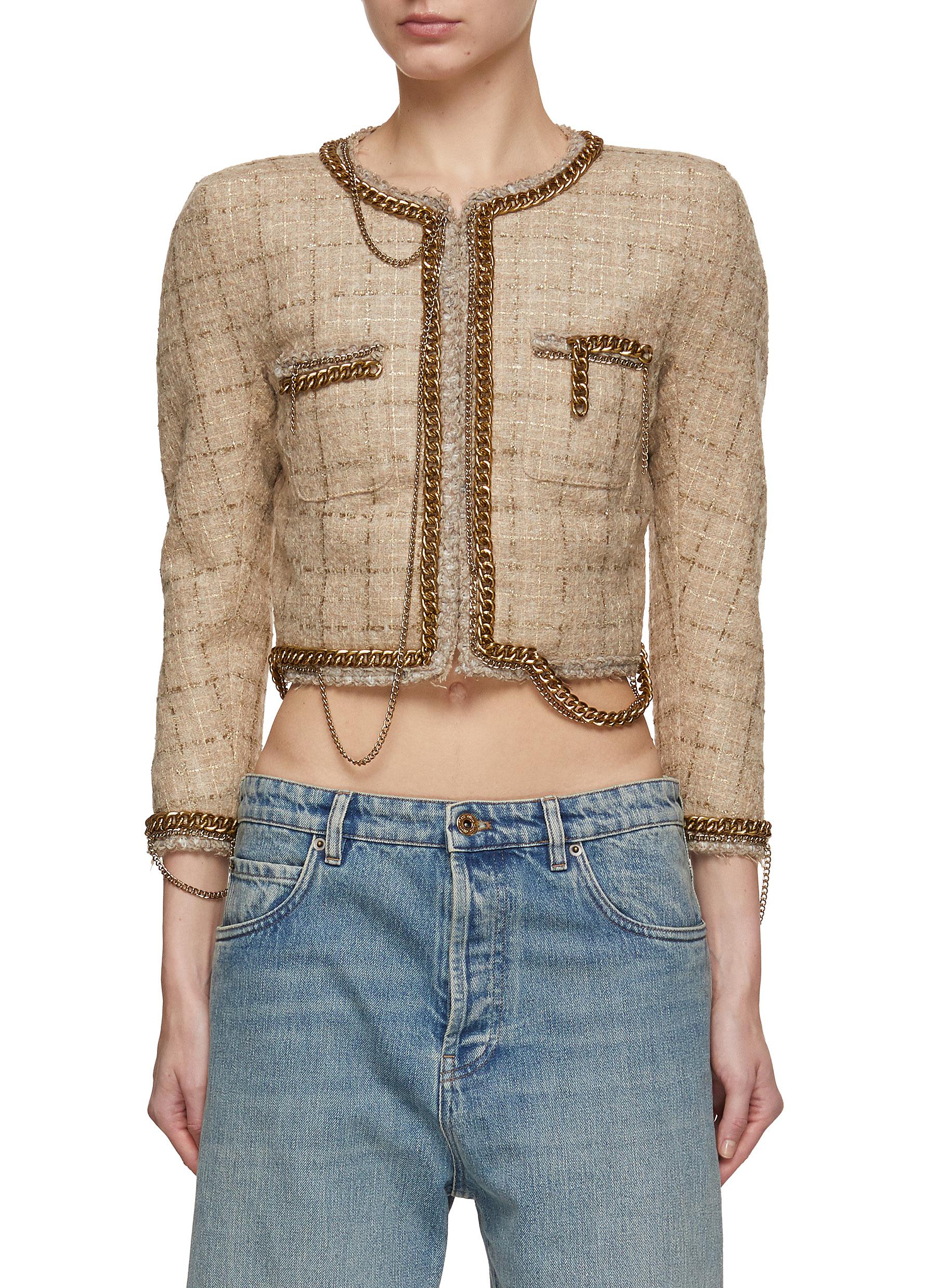 R13 | Cropped Chain Trim Tweed Jacket | Women | Lane Crawford