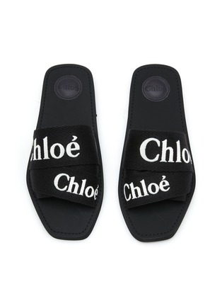 Detail View - Click To Enlarge - CHLOÉ - Woody Logo Linen Slides
