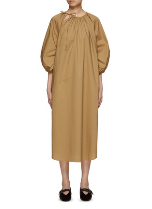 Main View - Click To Enlarge - THE LOOM - Side Tie Neck Puff Sleeve Dress