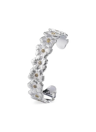 Detail View - Click To Enlarge - BUCCELLATI - Blossoms Diamond Rhodium-Plated Sterling Silver Gardenia Bracelet — Size 170