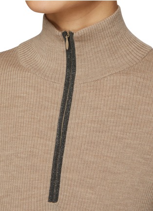  - BRUNELLO CUCINELLI - Monili Embellished Half Zip Top