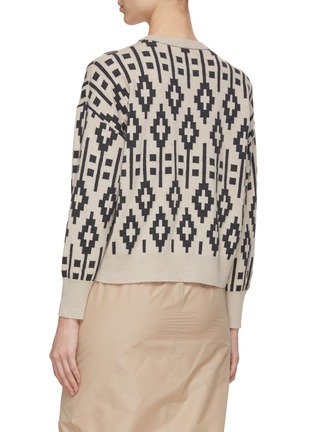 Back View - Click To Enlarge - BRUNELLO CUCINELLI - Geometric Intarsia Wool Cashmere Silk Knit Sweater