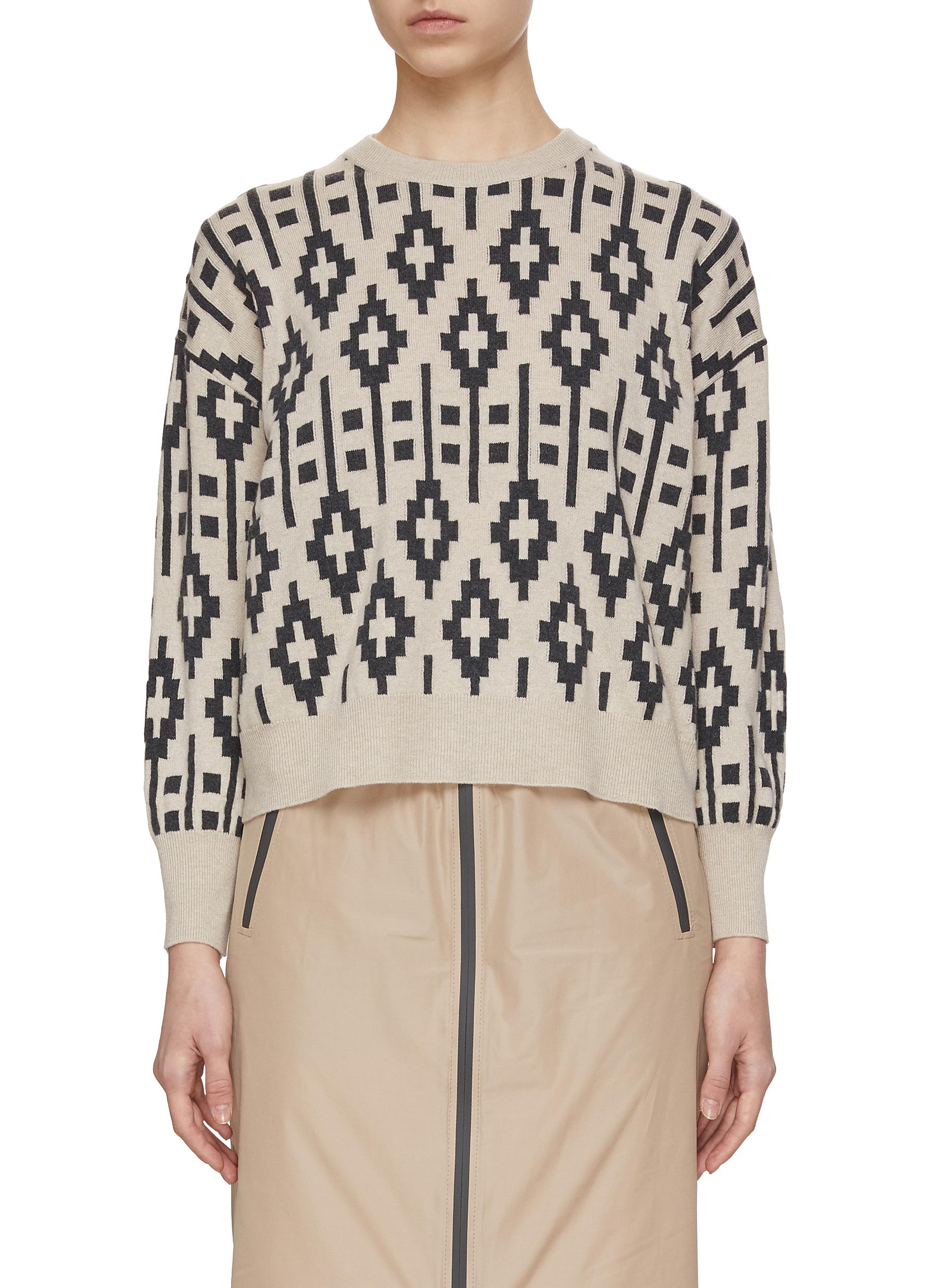 BRUNELLO CUCINELLI | Geometric Intarsia Wool Cashmere Silk Knit