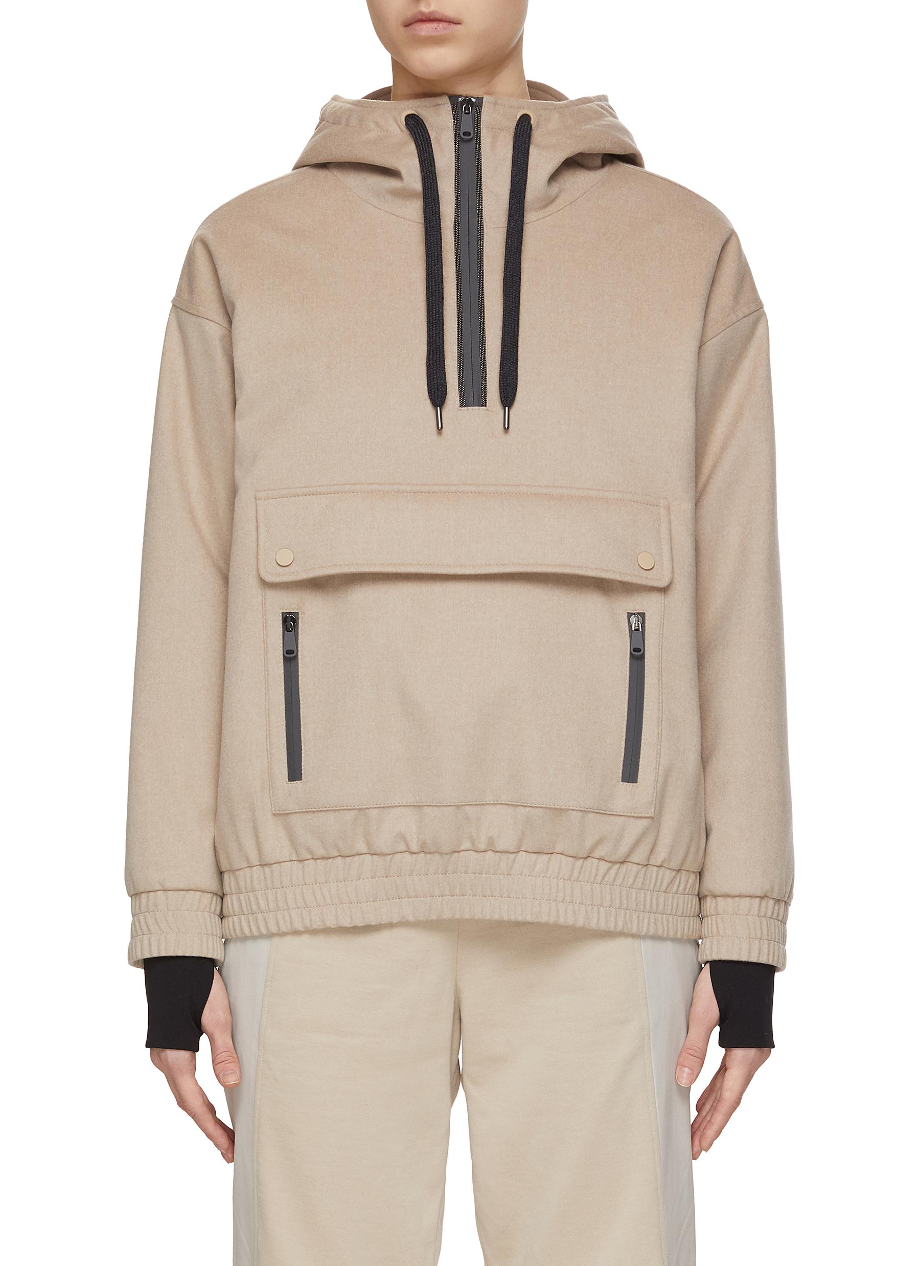 BRUNELLO CUCINELLI | Half Zip Contrast Wool Ski Hoodie | Women