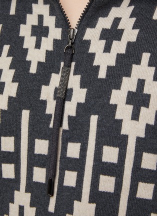  - BRUNELLO CUCINELLI - Geometric Intarsia Wool Cashmere Silk Knit Jacket