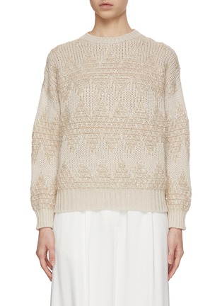 Main View - Click To Enlarge - BRUNELLO CUCINELLI - Sequined Diamond Wool Cashmere Silk Knit Sweater
